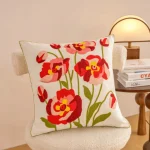 Scarlet Garden Embroidered Decorative Cushion Cover - Image 4