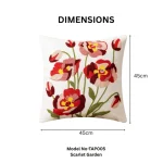 Scarlet Garden Embroidered Decorative Cushion Cover - Image 2