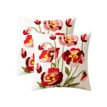 Scarlet Garden Embroidered Decorative Cushion Cover - Image 5