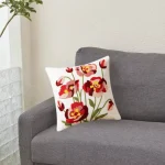 Scarlet Garden Embroidered Decorative Cushion Cover - Image 3
