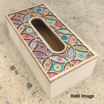 Blush Mosaic Decorative Wooden Tissue Box - Image 3