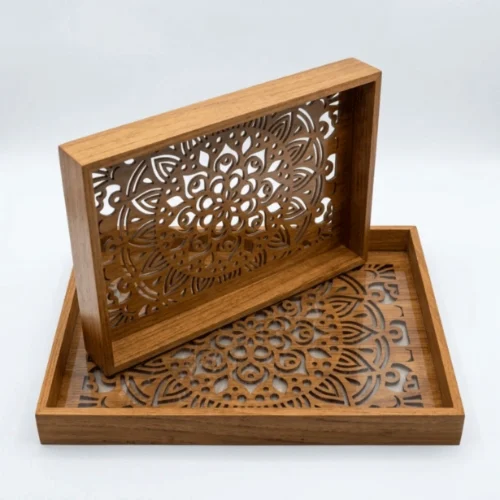 Wooden Serving Tray Set