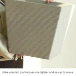 Stone Textured Square Plastic Planter Black - Image 9