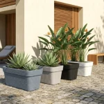 Stone Textured Rectangular Plastic Planter