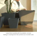 Stone Textured Square Plastic Planter Black - Image 11