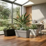 Stone Textured Rectangular Plastic Planter - Image 10