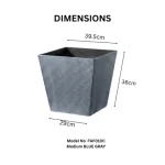 Stone Textured Square Plastic Planter Blue Gray - Image 3