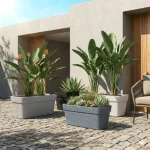 Stone Textured Rectangular Plastic Planter - Image 11