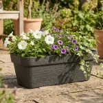Stone Textured Rectangular Plastic Planter - Image 7