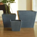 Stone Textured Square Plastic Planter Blue Gray - Image 6