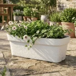 Stone Textured Rectangular Plastic Planter - Image 8