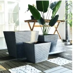 Stone Textured Square Plastic Planter Blue Gray - Image 7