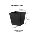 Stone Textured Square Plastic Planter Black - Image 3