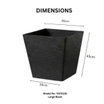 Stone Textured Square Plastic Planter Black - Image 4