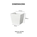 Stone Textured Square Plastic Planter White - Image 2