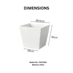 Stone Textured Square Plastic Planter White - Image 3