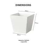 Stone Textured Square Plastic Planter White - Image 4