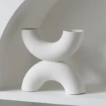Ripple Rhythm Crescent White Table Vase