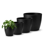 Minimalist Mini Tapered Round Plastic Planter Black - Image 12