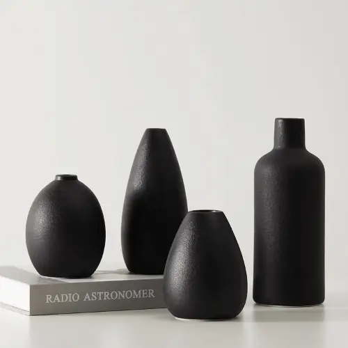 Fluid Harmony Black Table Vase Set
