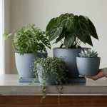 Minimalist Mini Tapered Round Plastic Planter Blue Gray - Image 7