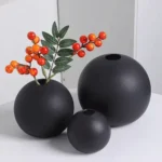 Aura Orb Black Table Vase Set