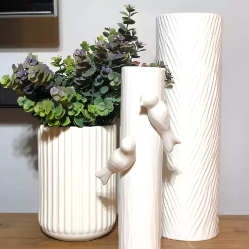 ceramic fluted vase