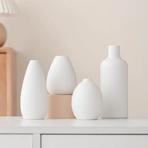 Fluid Harmony White Table Vase Set