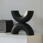 Ripple Rhythm Crescent Black Table Vase