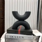 Ripple Rhythm Crescent Black Table Vase - Image 4