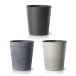 Stone Textured Tall Round Planter Large