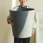 Stone Textured Tall Round Planter Large - Image 9