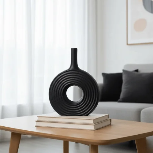 Ripple Rhythm Halo Black Table Vase
