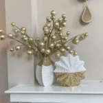 Aurelia Luxe White and Gold Ribbed Table Vase