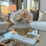 Aurelia Luxe White and Gold Ribbed Table Vase - Image 9