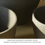 Stone Textured Tall Round Planter Light Gray - Image 7