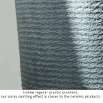 Stone Textured Tall Round Planter Light Gray - Image 6
