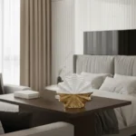 Aurelia Luxe White and Gold Ribbed Table Vase - Image 5