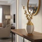 Aurelia Luxe White and Gold Ribbed Table Vase - Image 6