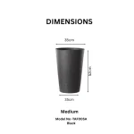 Stone Textured Tall Round Plastic Planter Black - Image 2
