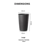 Stone Textured Tall Round Plastic Planter Black - Image 3