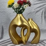 Gilded Embrace Ceramic Vase Set