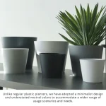 Minimalist Mini Wide Rim Round Plastic Planter Blue Gray - Image 11