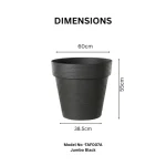 Stone Textured Round Plastic Planter Black - Image 2