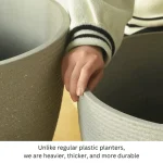 Stone Textured Round Plastic Planter Black - Image 11
