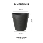 Stone Textured Round Plastic Planter Black - Image 3