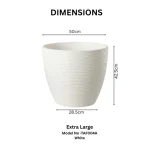 Stone Textured Round Plastic Planter White - Image 5