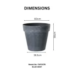 Stone Textured Round Plastic Planter Blue Gray - Image 2