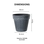 Stone Textured Round Plastic Planter Blue Gray - Image 3