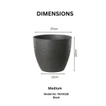 Stone Textured Round Plastic Planter Black - Image 3